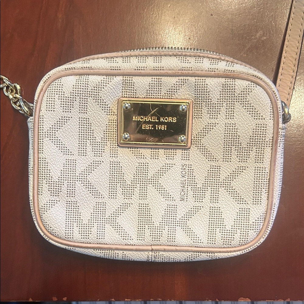 Michael Kors Beige Patterned Crossbody Bag